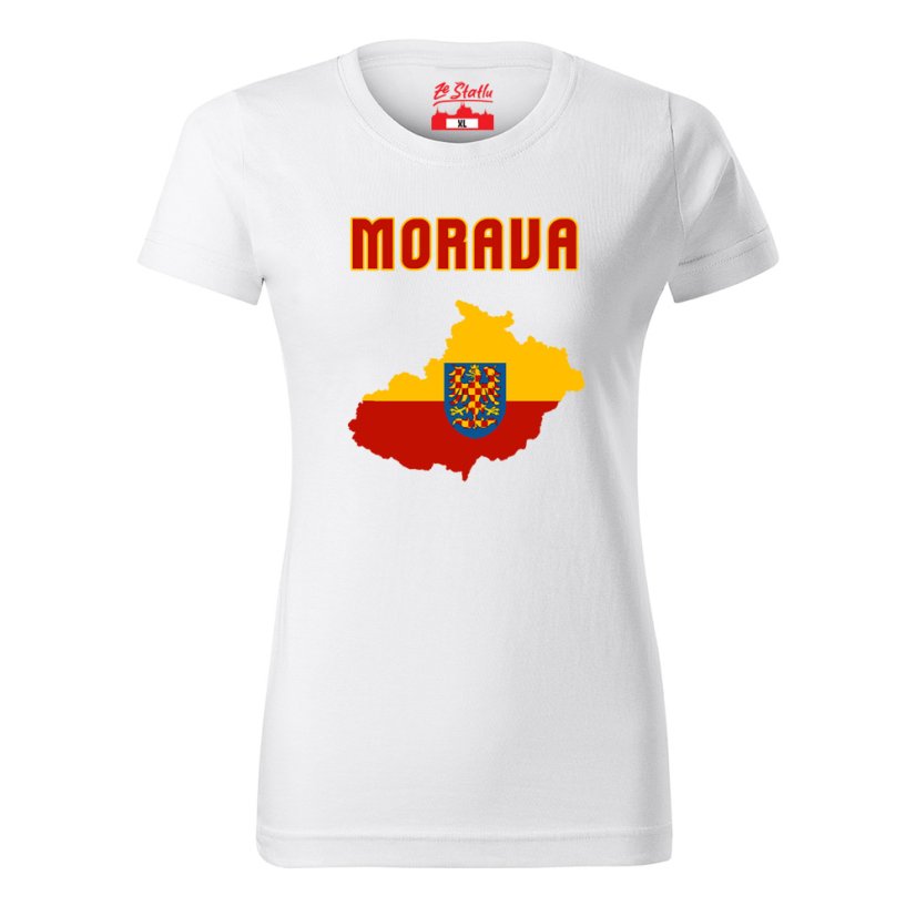 Dámské tričko - Morava mapa - Barva: Bílá, Velikost: S