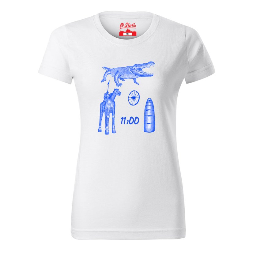 Dámské tričko - Brněnské symboly kresba - Barva: Bílá, Velikost: XL