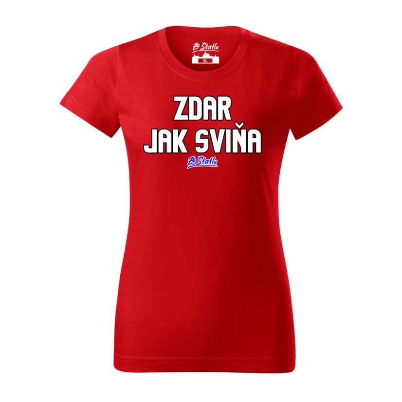 Dámské tričko - Zdar jak sviňa - Barva: Černá, Velikost: XL